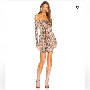 Michael Costello Emma Mini Dress, Brown Leopard Size XXS
